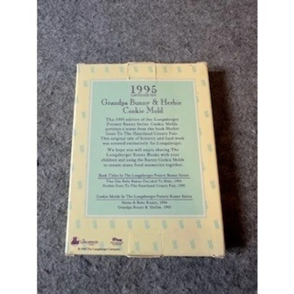 Longaberger 1995 Easter Cookie Mold Grandpa Bunny & Herbie Pottery Boxed